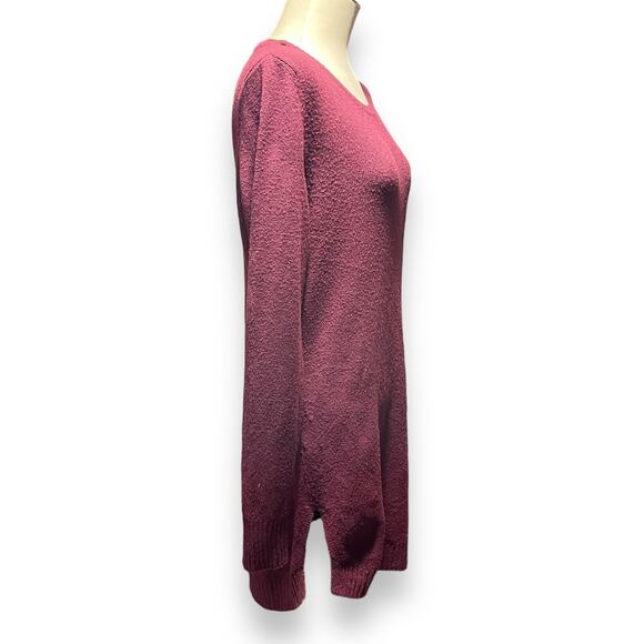 Free For All Long Tunic Sweater Burgundy Large - Picture 4 of 5